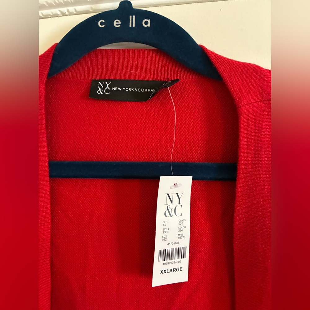 New York & Co Red Cardigan with Sequined Pockets and Belt NWT - Picture 5 of 5